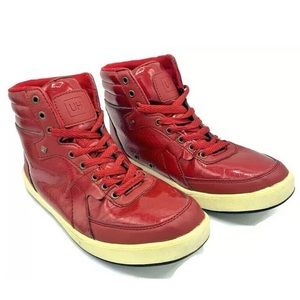 UH Mens Shiny Red Hightop Sneakers with Studs